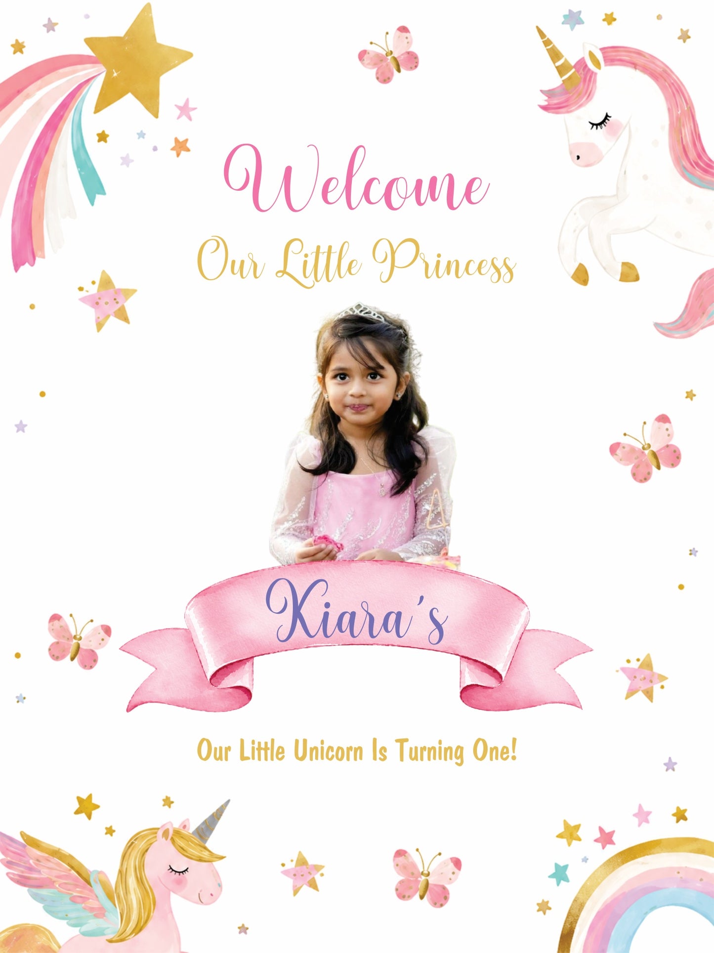 Birthday Welcome Board Unicorn Theme